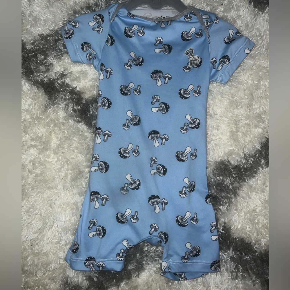 Blue Mushroom Bamboo Romper